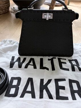 Walter Baker Black Leather Top-Handle Bag